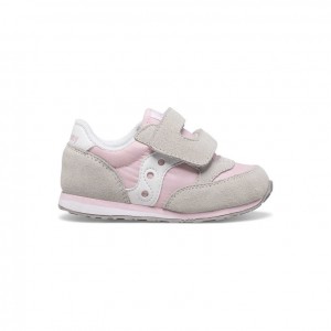 Little Kids' Saucony Baby Jazz Hook & Loop Sneakers Grey / Pink | SOUTHAFRICA-OVP