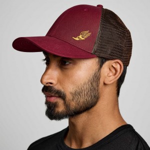 Men's Saucony Adjustable Snap Back Trucker Hats Red | SOUTHAFRICA-TDJ