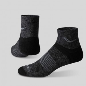 Men's Saucony Inferno Merino Wool Blend Quarter 3-Pack Socks Black | SOUTHAFRICA-XML