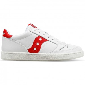 Men's Saucony Jazz Court PU Sneakers White / Red | SOUTHAFRICA-RGI