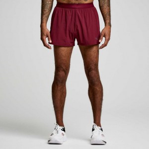 Men's Saucony Outpace 2.5" Split Shorts Burgundy | SOUTHAFRICA-DIH