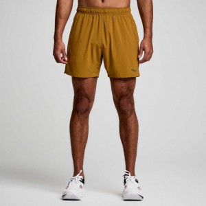 Men's Saucony Outpace 5" Shorts Brown | SOUTHAFRICA-RLF