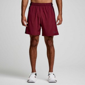 Men's Saucony Outpace 7" Shorts Burgundy | SOUTHAFRICA-JUS