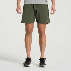 Men's Saucony Outpace 7" Shorts Dark Green | SOUTHAFRICA-TEW