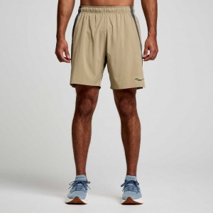 Men's Saucony Outpace 7" Shorts Khaki | SOUTHAFRICA-VRI