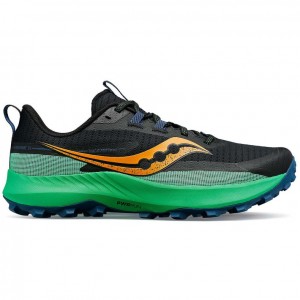 Men's Saucony Peregrine 13 Trail Running Shoes Black / Green | SOUTHAFRICA-LAS