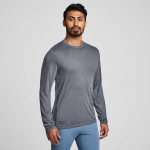 Men's Saucony Peregrine Merino Long Sleeve T-Shirt Grey | SOUTHAFRICA-HNI