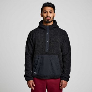 Men's Saucony Recovery Sherpa Pullover Hoodie Black | SOUTHAFRICA-KVP