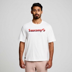 Men's Saucony Recovery Short Sleeve T-Shirt White | SOUTHAFRICA-QEO