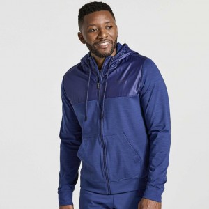 Men's Saucony Solstice Zip Hoodie Navy | SOUTHAFRICA-VZN