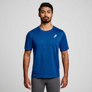 Men's Saucony Stopwatch Graphic Short Sleeve T-Shirt Indigo | SOUTHAFRICA-EFZ