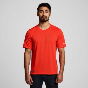 Men's Saucony Stopwatch Short Sleeve T-Shirt Orange | SOUTHAFRICA-YWE