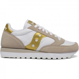 Women's Saucony Jazz Original Sneakers White / Beige / Gold | SOUTHAFRICA-OQI