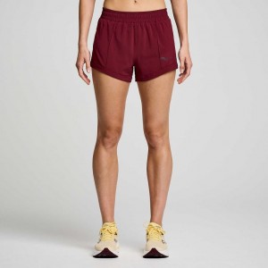 Women's Saucony Outpace 3" Shorts Burgundy | SOUTHAFRICA-MDE