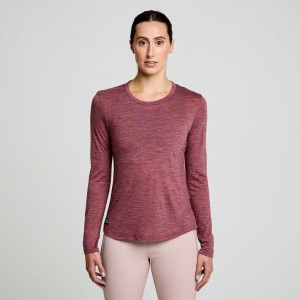 Women's Saucony Peregrine Merino Long Sleeve T-Shirt Red | SOUTHAFRICA-BFQ