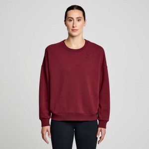 Women's Saucony Recovery Crew Sweatshirt Burgundy | SOUTHAFRICA-SAB