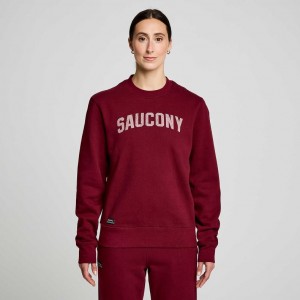 Women's Saucony Recovery Crew Sweatshirt Burgundy | SOUTHAFRICA-ZOS