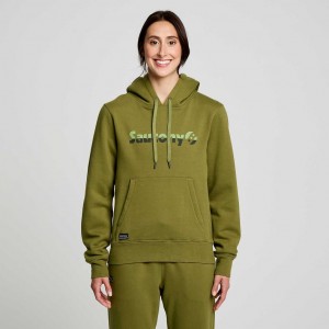 Women's Saucony Recovery Hoodie Olive | SOUTHAFRICA-HUC