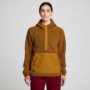 Women's Saucony Recovery Sherpa Pullover Hoodie Brown | SOUTHAFRICA-AIS