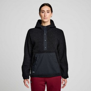 Women's Saucony Recovery Sherpa Pullover Hoodie Black | SOUTHAFRICA-AHL