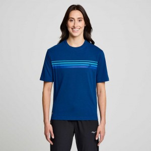 Women's Saucony Recovery Short Sleeve T-Shirt Indigo | SOUTHAFRICA-FCV