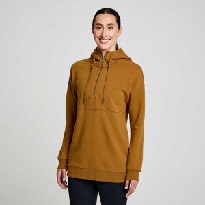 Women's Saucony Recovery Zip Tunic Hoodie Brown | SOUTHAFRICA-IXF