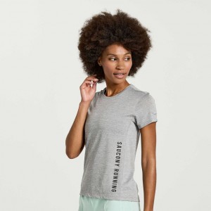 Women's Saucony Stopwatch Graphic Short Sleeve T-Shirt Light Grey | SOUTHAFRICA-VZS