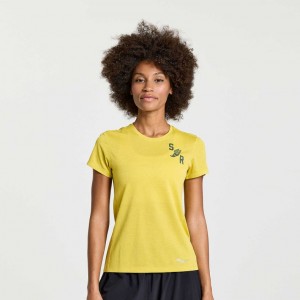 Women's Saucony Stopwatch Graphic Short Sleeve T-Shirt Yellow | SOUTHAFRICA-QKH