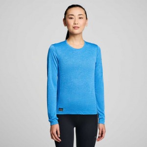 Women's Saucony Stopwatch Long Sleeve T-Shirt Blue | SOUTHAFRICA-MNC