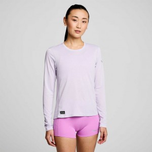 Women's Saucony Stopwatch Long Sleeve T-Shirt Purple | SOUTHAFRICA-HPC