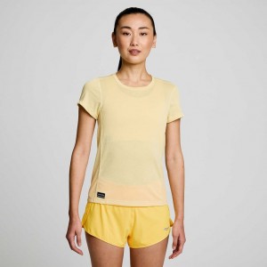 Women's Saucony Stopwatch Short Sleeve T-Shirt Yellow | SOUTHAFRICA-YKA