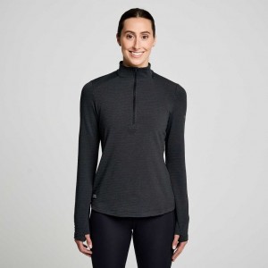 Women's Saucony Triumph 3D 1/2 Zip Sweatshirt Black | SOUTHAFRICA-WGV