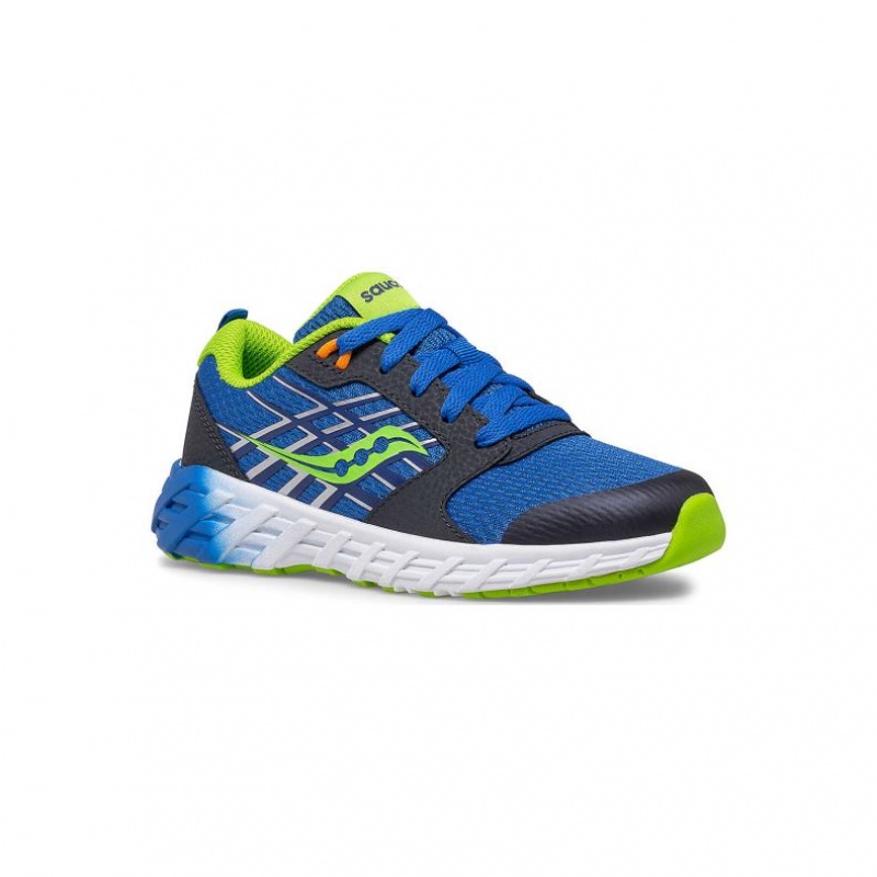 Big Kids' Saucony Wind 2.0 Lace Sneakers Blue / Green | SOUTHAFRICA-MTU