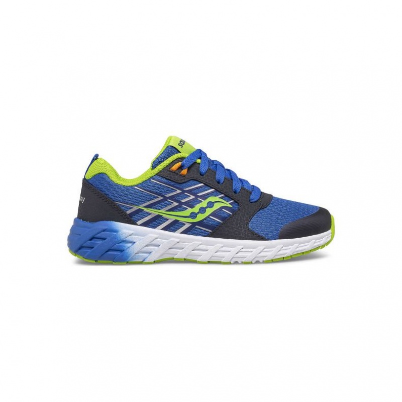 Big Kids\' Saucony Wind 2.0 Lace Sneakers Blue / Green | SOUTHAFRICA-MTU