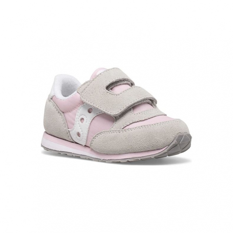 Little Kids' Saucony Baby Jazz Hook & Loop Sneakers Grey / Pink | SOUTHAFRICA-OVP