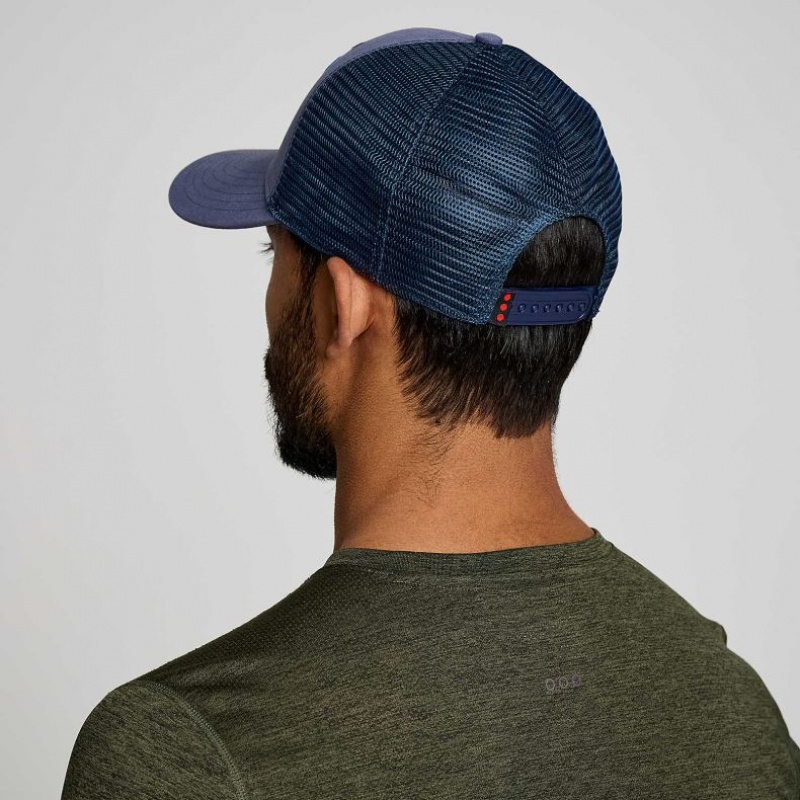 Men's Saucony Adjustable Snap Back Trucker Hats Blue | SOUTHAFRICA-JVG