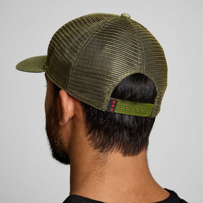 Men's Saucony Adjustable Snap Back Trucker Hats Olive | SOUTHAFRICA-TYH