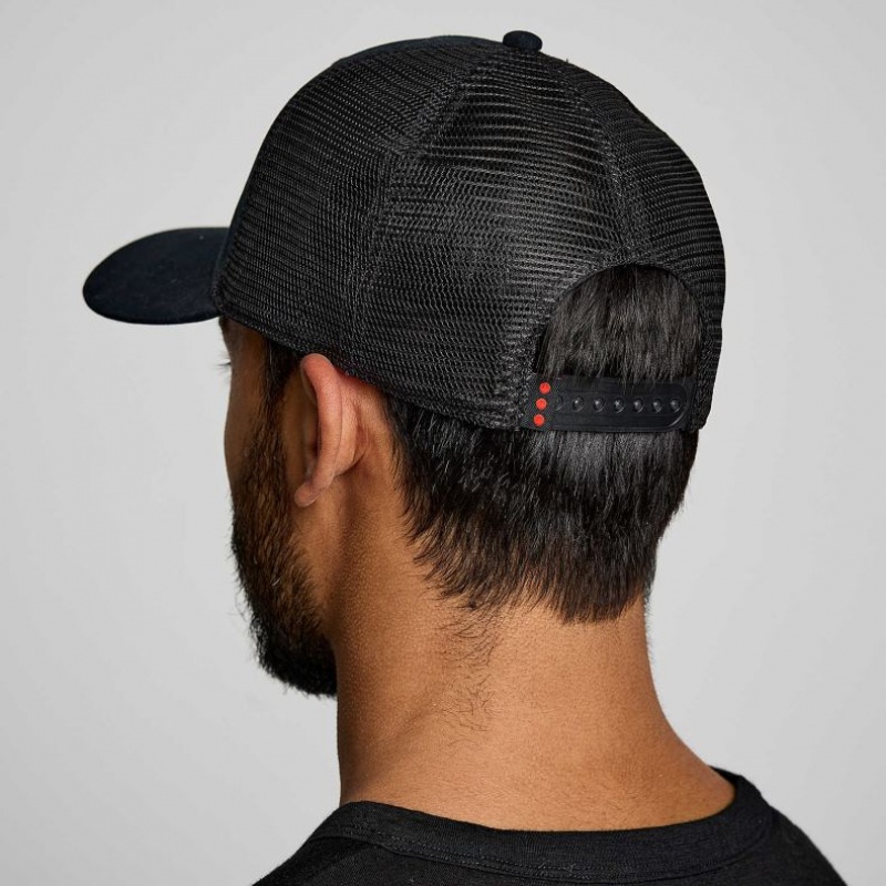 Men's Saucony Adjustable Snap Back Trucker Hats Black | SOUTHAFRICA-TUW