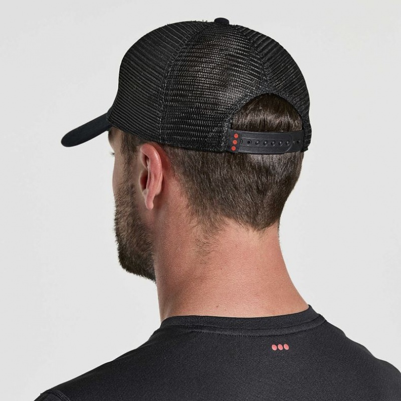 Men's Saucony Adjustable Snap Back Trucker Hats Black | SOUTHAFRICA-FIQ