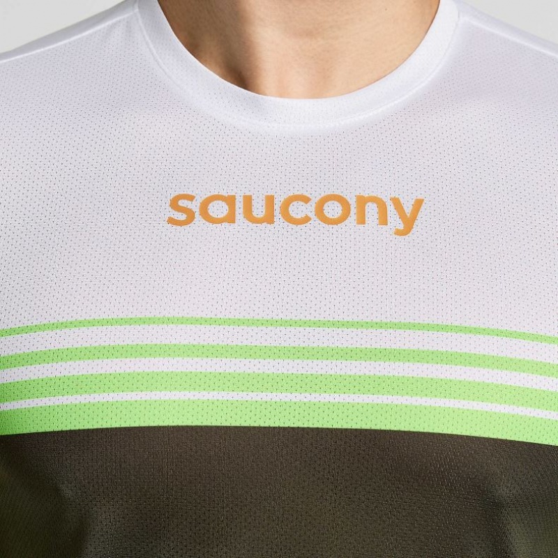 Men's Saucony Elite Long Sleeve T-Shirt White / Black | SOUTHAFRICA-NFR