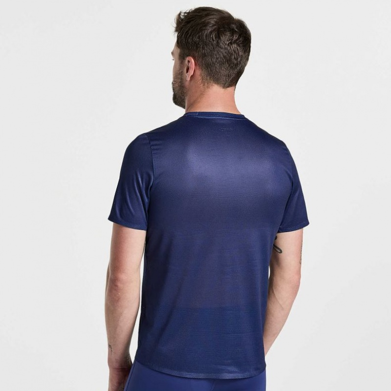 Men's Saucony Elite Short Sleeve T-Shirt Navy | SOUTHAFRICA-DEG