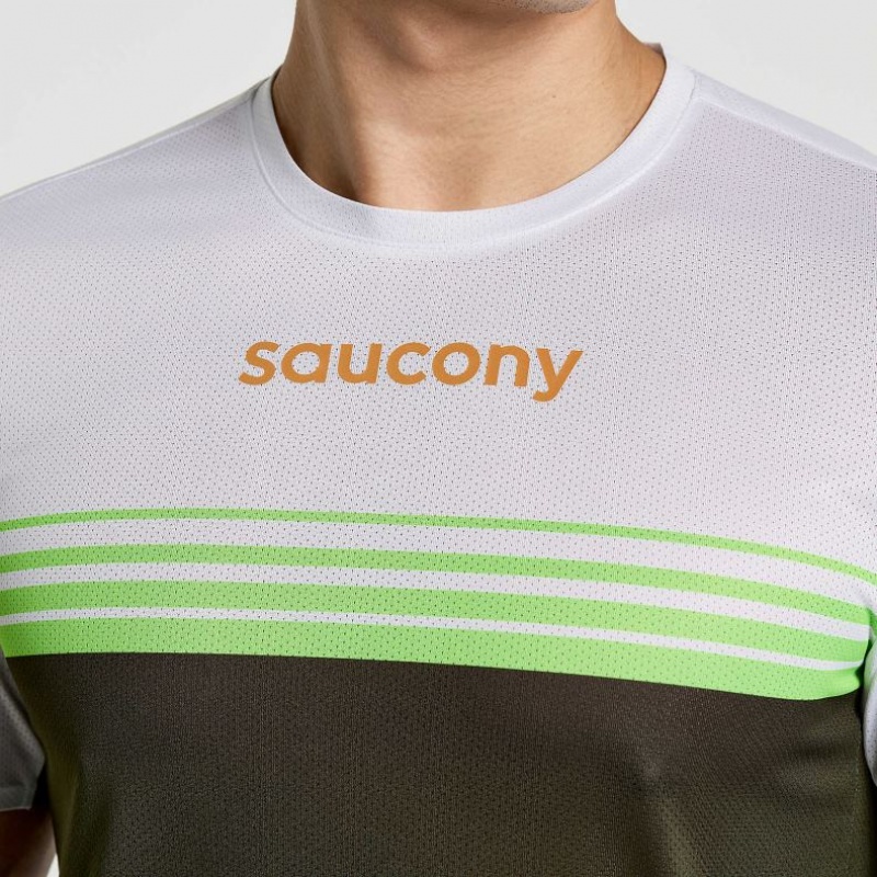 Men's Saucony Elite Short Sleeve T-Shirt White / Black | SOUTHAFRICA-RKU