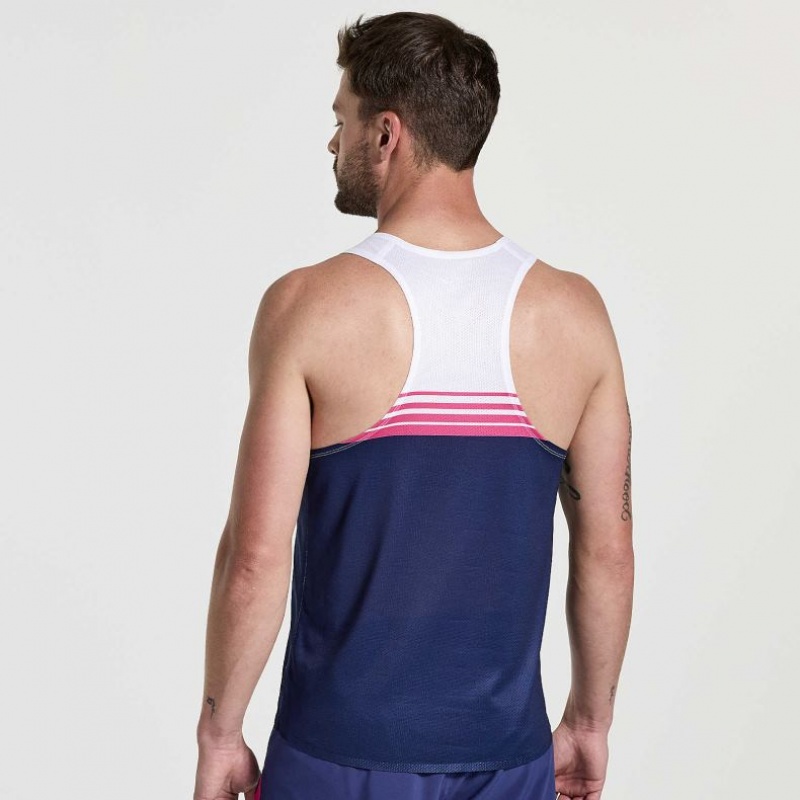 Men's Saucony Elite Singlet White / Navy | SOUTHAFRICA-FKA