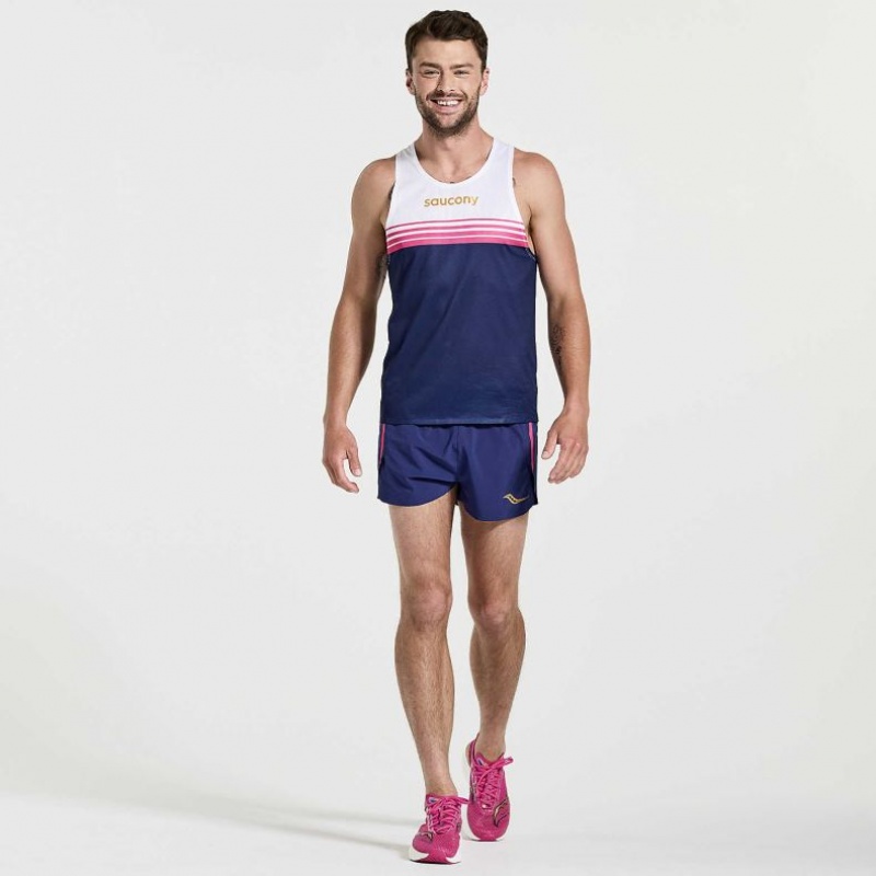 Men's Saucony Elite Singlet White / Navy | SOUTHAFRICA-FKA