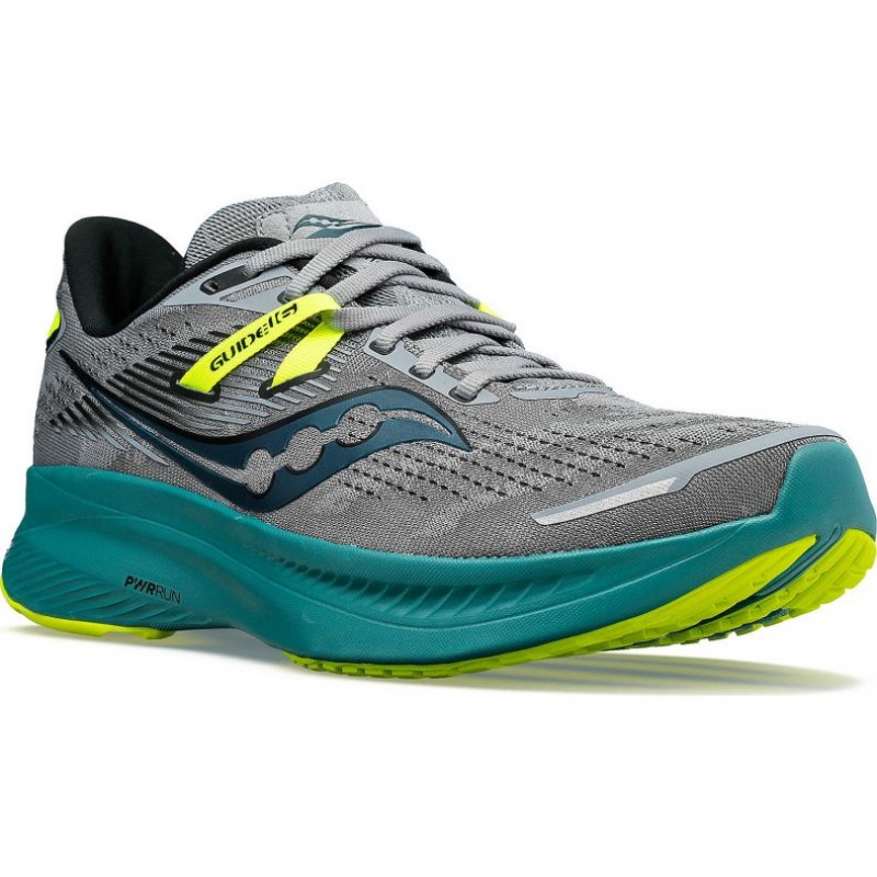 Men's Saucony Guide 16 Wide Running Shoes Grey / Turquoise | SOUTHAFRICA-LUV