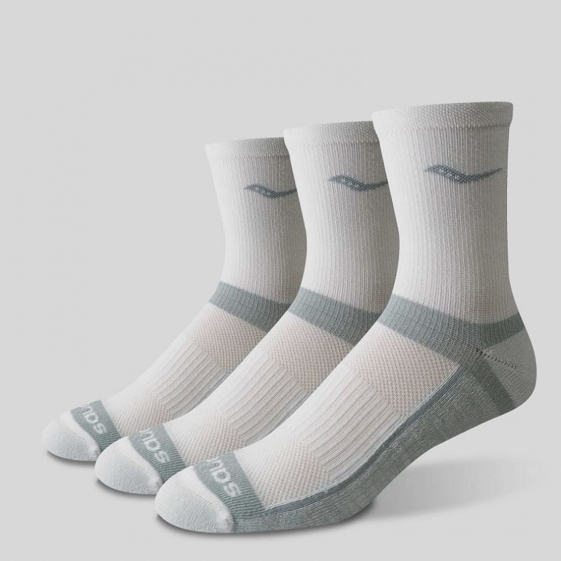 Men's Saucony Inferno Cushion Mid 3-Pack Socks White | SOUTHAFRICA-KFG