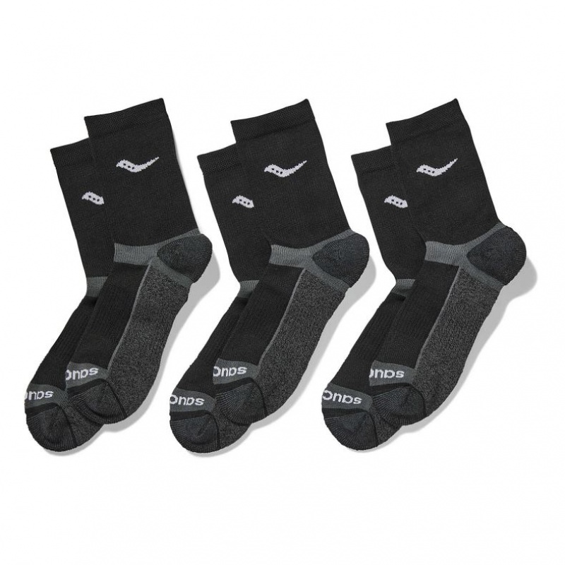 Men\'s Saucony Inferno Cushion Mid 3-Pack Socks Black | SOUTHAFRICA-HRU