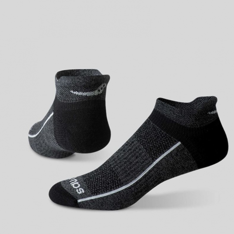 Men's Saucony Inferno Merino Wool Blend No Show 3-Pack Socks Black / Grey | SOUTHAFRICA-VPJ