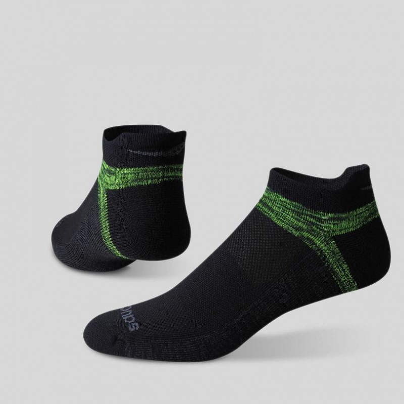 Men's Saucony Inferno No Show Tab 3-Pack Socks Black / Green | SOUTHAFRICA-QSC