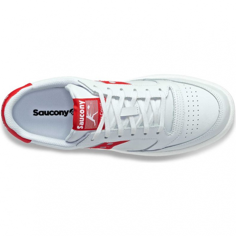 Men's Saucony Jazz Court PU Sneakers White / Red | SOUTHAFRICA-RGI